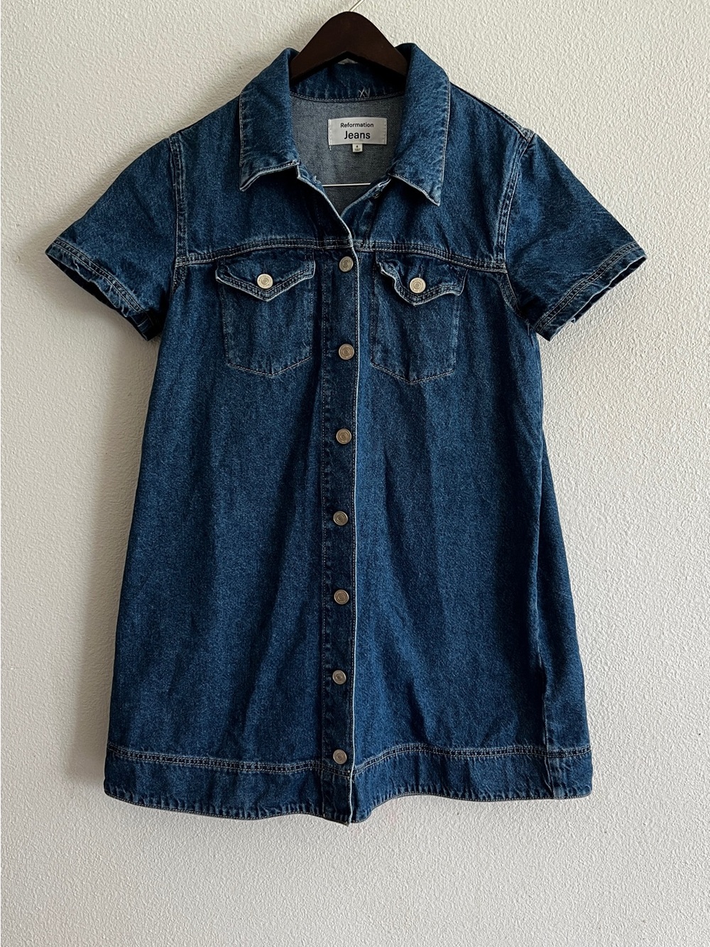Reformation Harlee Denim Mini Dress - Size 4 - Picture 2 of 7